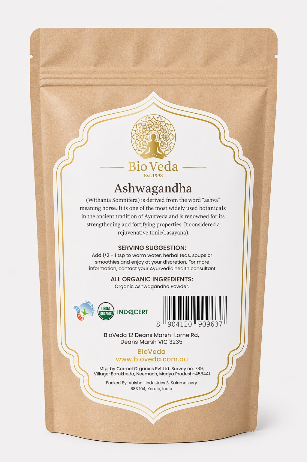 Ashwagandha - Certified Organic Herb Powder