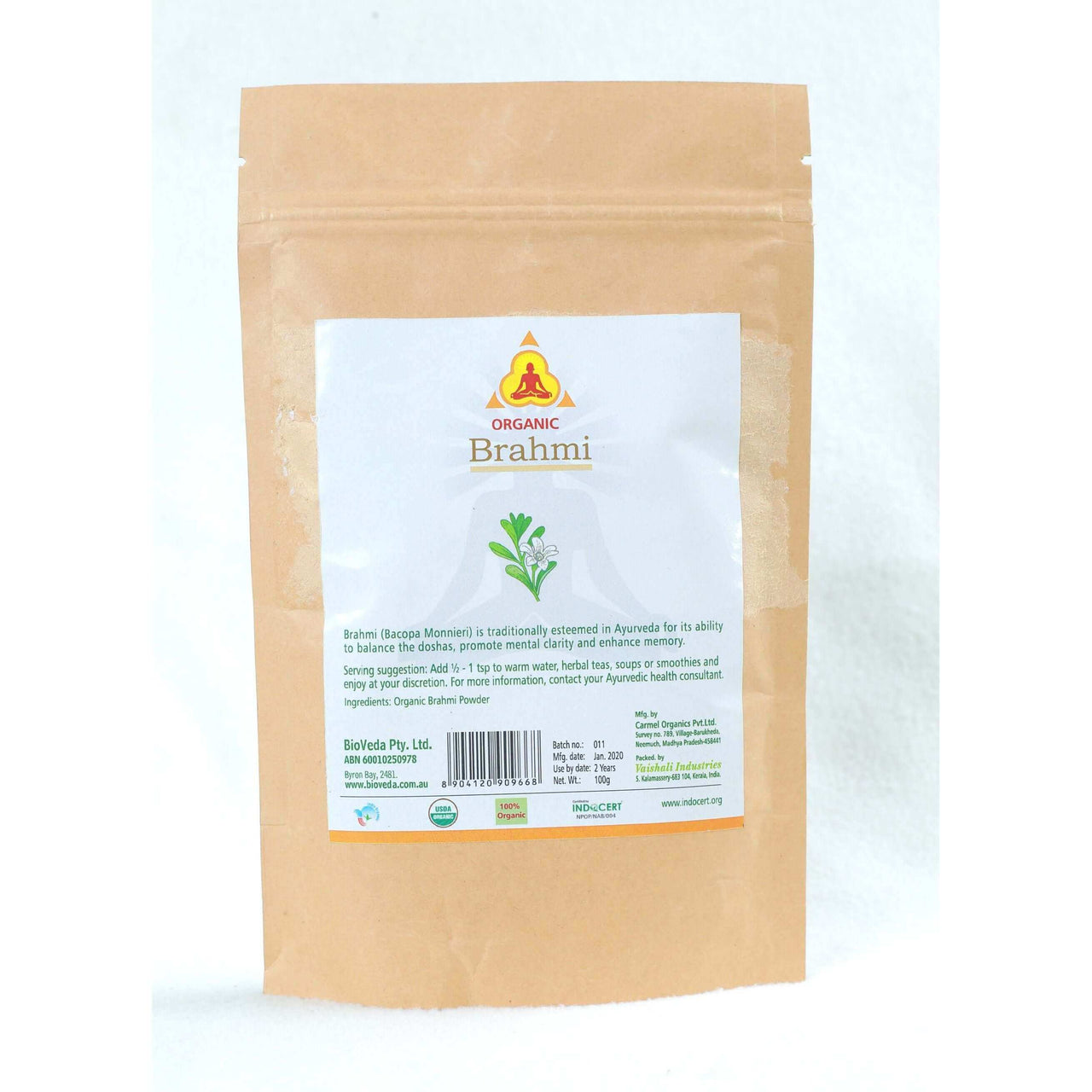 Brahmi Certified Organic Herb - Bio Veda Ayurvedic Products