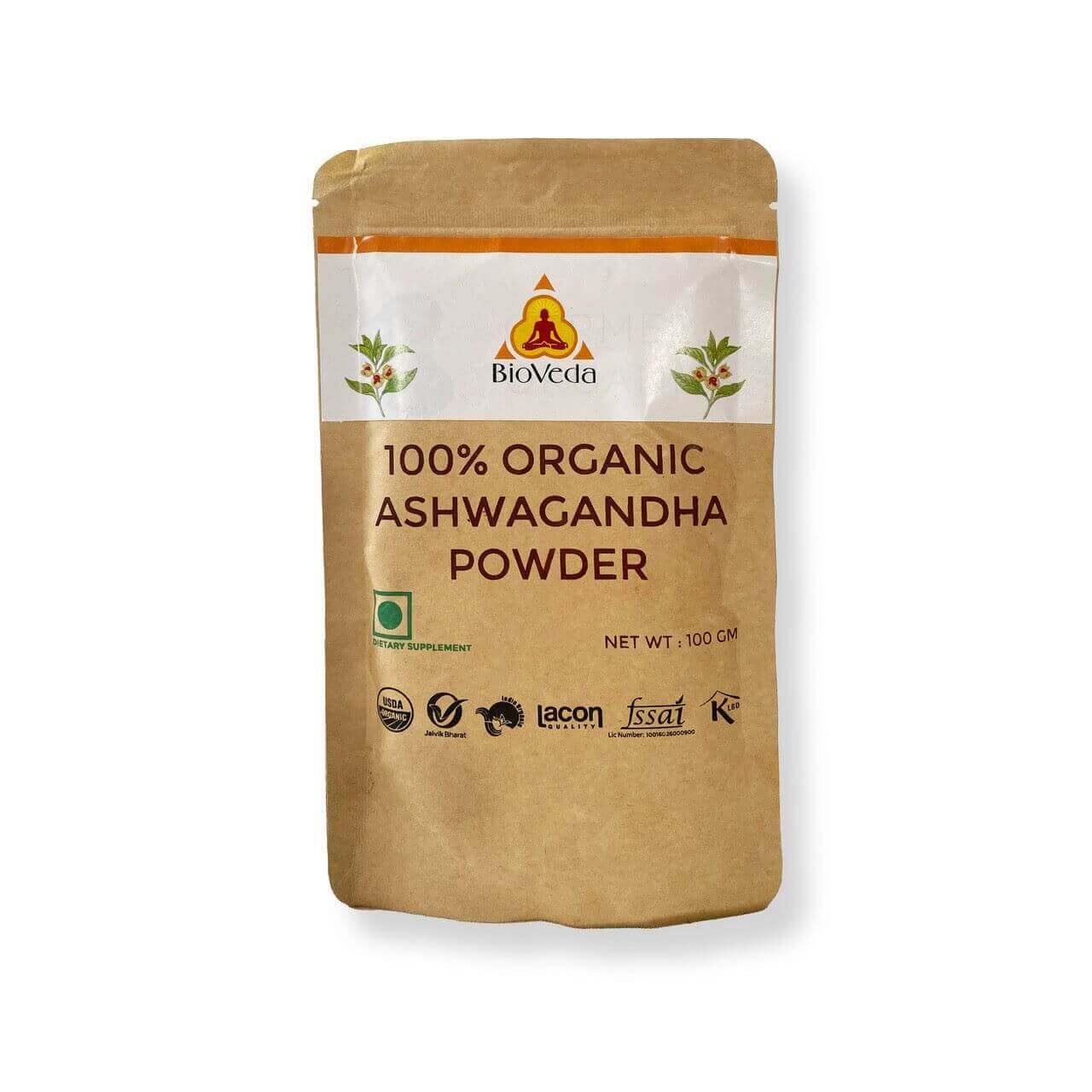 ASHWAGANDA Certified Organic Herb - Bio Veda Ayurvedic Products